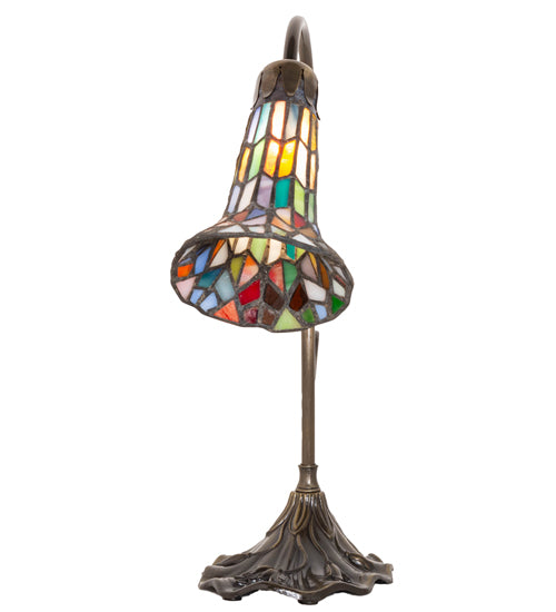 Meyda Tiffany Lighting 17866 Stained Glass Pond Lily Mini Lamp Lamp Bronze / Dark