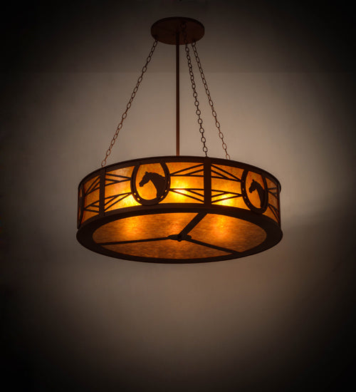 Meyda Tiffany Horseshoe 179477 Pendant Light - Rust/Amber Mica