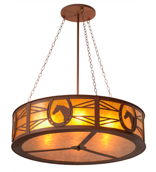 Meyda Tiffany Horseshoe 179477 Pendant Light - Rust/Amber Mica