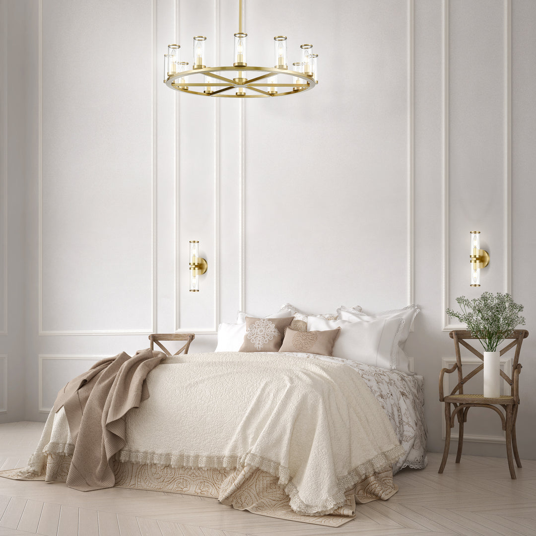 Alora revolve CH309012NBCG Chandelier Light - Clear Glass/Natural Brass