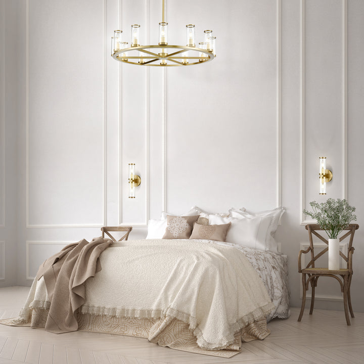 Alora revolve CH309012NBCG Chandelier Light - Clear Glass/Natural Brass