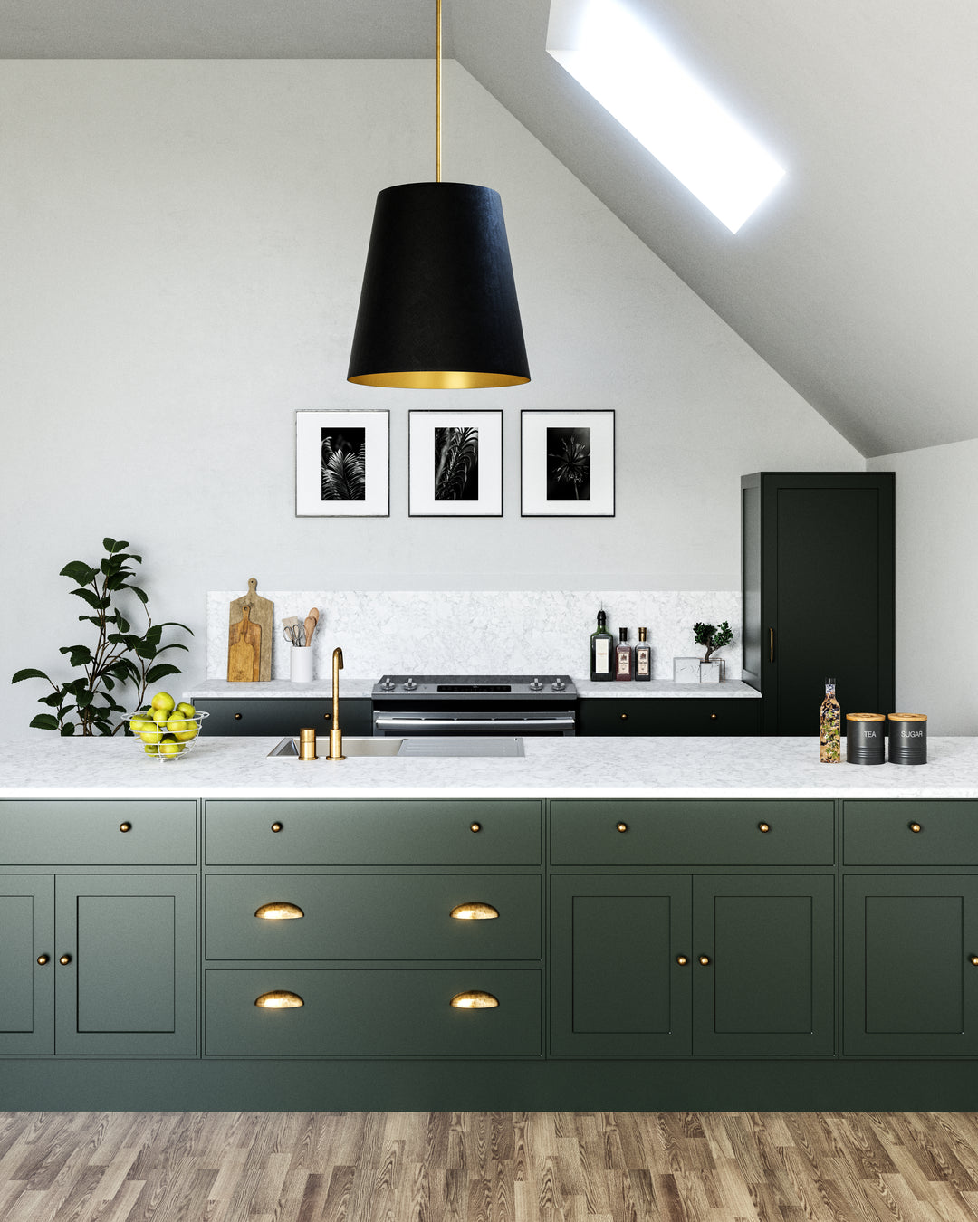 Alora calor PD311025VBBG Pendant Light - Black Linen with Gold Parchment/Vintage Brass
