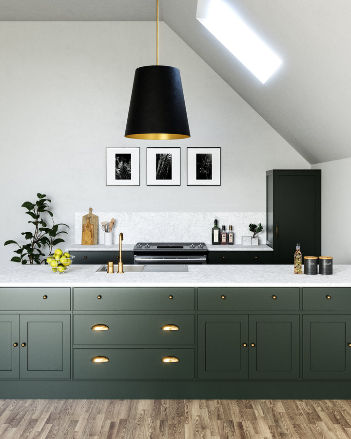 Alora calor PD311025VBBG Pendant Light - Black Linen with Gold Parchment/Vintage Brass