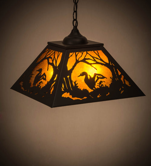 Meyda Tiffany Loon 180040 Pendant Light - Textured Black/Amber Mica