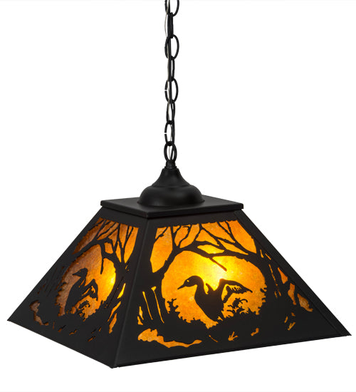 Meyda Tiffany Loon 180040 Pendant Light - Textured Black/Amber Mica