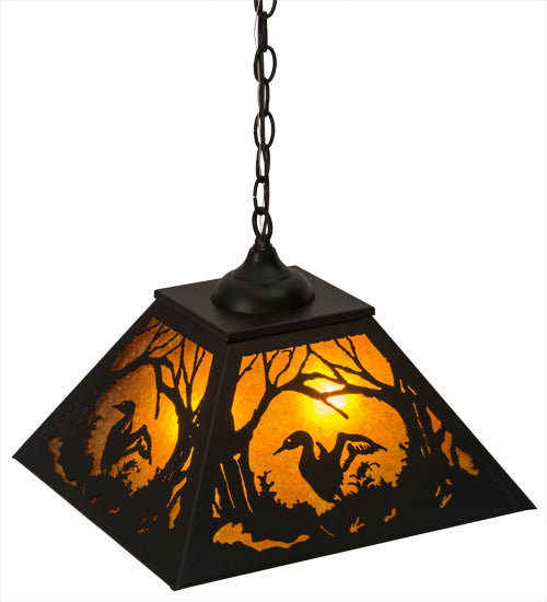 Meyda Tiffany Loon 180040 Pendant Light - Textured Black/Amber Mica