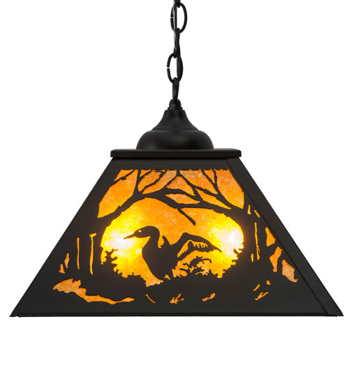 Meyda Tiffany Loon 180040 Pendant Light - Textured Black/Amber Mica