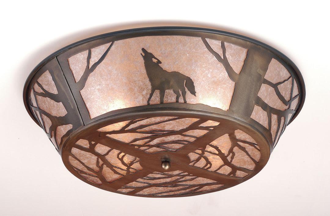 Meyda Tiffany Northwoods Wolf On The Loose 10010 Ceiling Light - Antique Copper