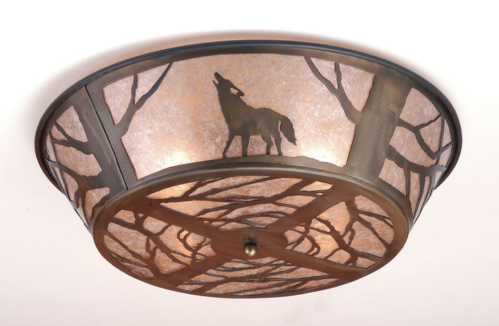 Meyda Tiffany Northwoods Wolf On The Loose 10010 Ceiling Light - Antique Copper