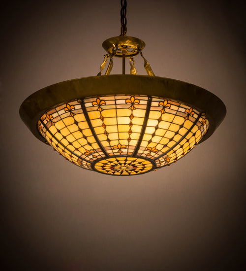 Meyda Tiffany Fleur-De-Lite 180290 Pendant Light - Transparent Brass