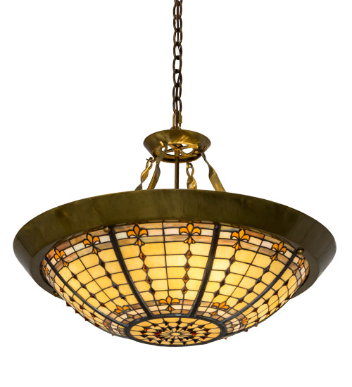 Meyda Tiffany Fleur-De-Lite 180290 Pendant Light - Transparent Brass