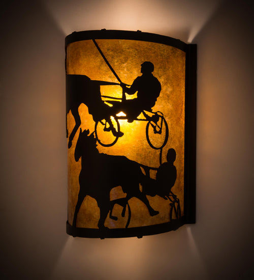 Meyda Tiffany County Fair 180326 Wall Light - Textured Black/Amber Mica