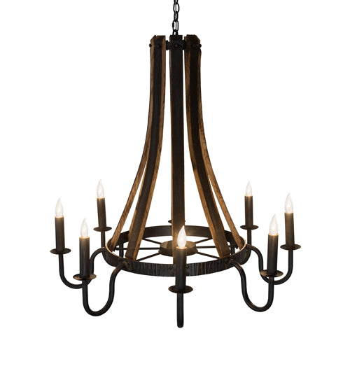 Meyda Tiffany Barrel Stave 180364 Chandelier Light - Natural Wood