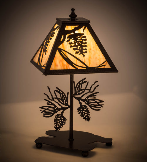 Meyda Tiffany Lighting 180439 Whispering Pines One Light Accent Lamp Lamp Copper/Antique/Verde