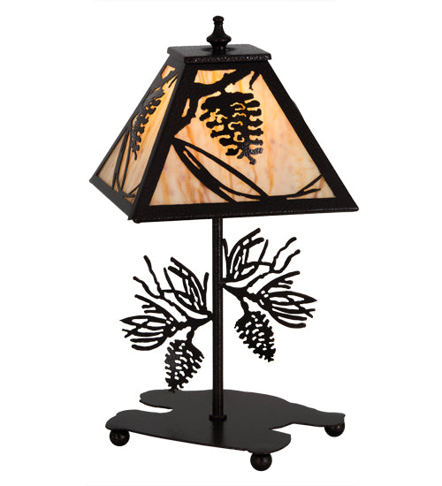 Meyda Tiffany Lighting 180439 Whispering Pines One Light Accent Lamp Lamp Copper/Antique/Verde