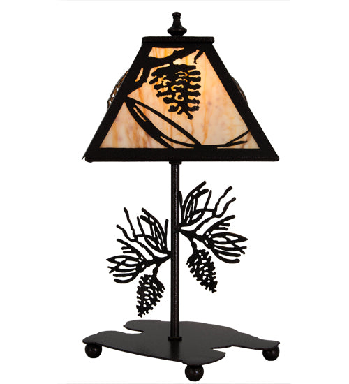 Meyda Tiffany Lighting 180439 Whispering Pines One Light Accent Lamp Lamp Copper/Antique/Verde