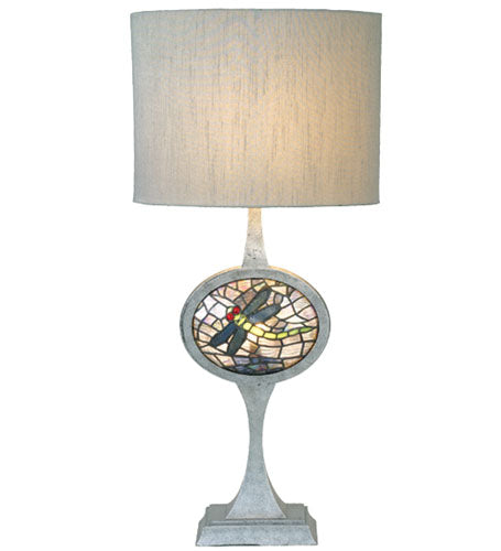 Meyda Tiffany Lighting 12569 Cameo Dragonfly Two Light Table Lamp Lamp Pewter, Nickel, Silver