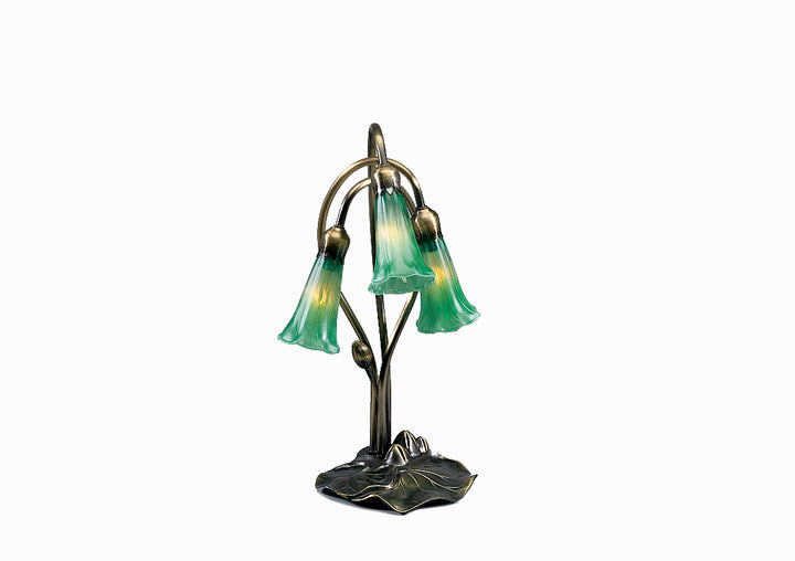 Meyda Tiffany Lighting 14150 Green Pond Lily Three Light Accent Lamp Lamp Bronze / Dark