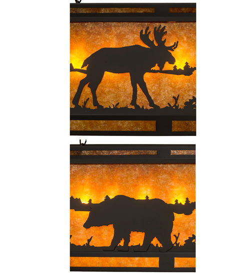 Meyda Tiffany Moose & Black Bear 180799 Pendant Light - Wrought Iron