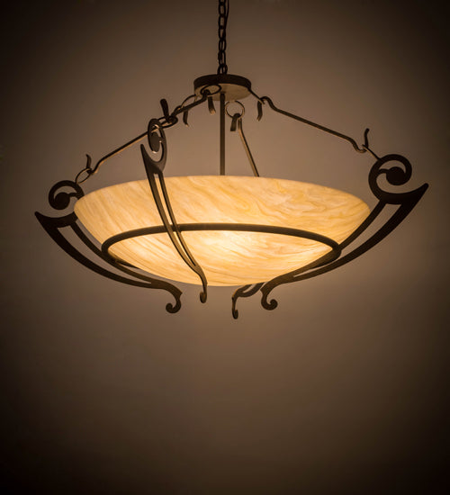 Meyda Tiffany Ceres 181009 Pendant Light - Gilded Tobacco Creme Carrare