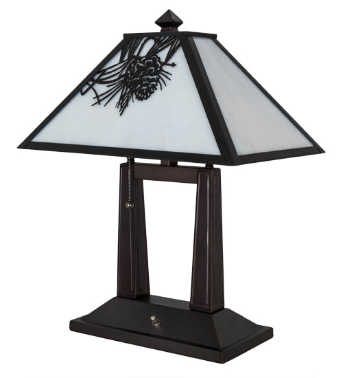 Meyda Tiffany Lighting 182011 Winter Pine Two Light Table Lamp Lamp Bronze / Dark