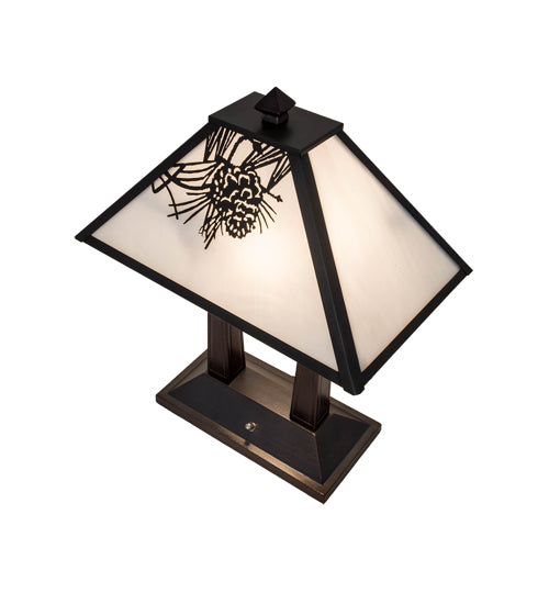 Meyda Tiffany Lighting 182011 Winter Pine Two Light Table Lamp Lamp Bronze / Dark