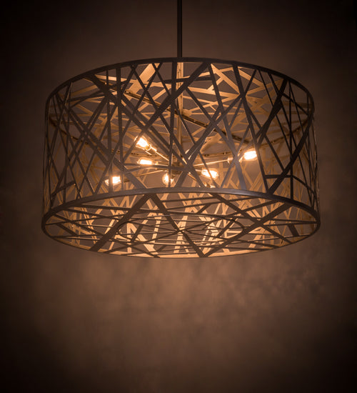 Meyda Tiffany Lighting 182460 Bird's Nest Eight Light Pendant Decor Pewter, Nickel, Silver