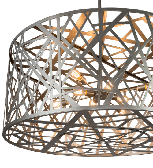 Meyda Tiffany Lighting 182460 Bird's Nest Eight Light Pendant Decor Pewter, Nickel, Silver