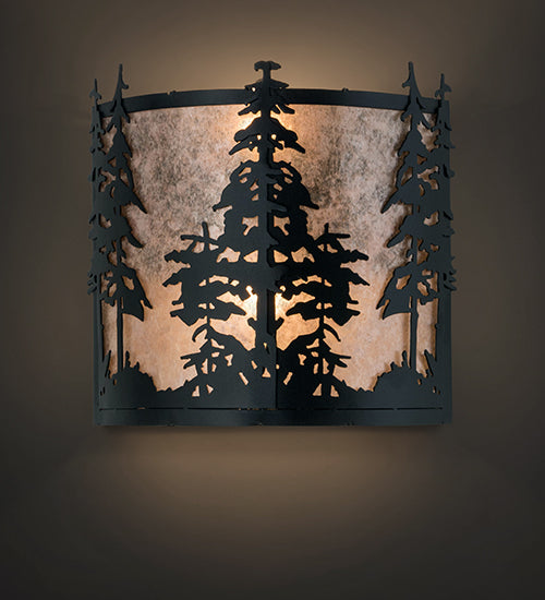 Meyda Tiffany Tall Pines 182748 Wall Light - Textured Black/Silver Mica