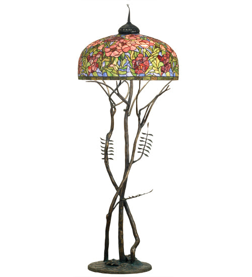 Meyda Tiffany Lighting 182892 Tiffany Oriental Poppy Three Light Floor Lamp Lamp Bronze / Dark