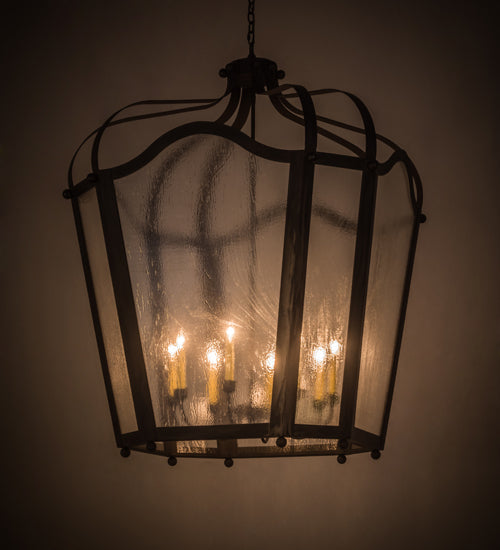 Meyda Tiffany Citadel 183674 Pendant Light - Costello Black Clear Seedy Glass