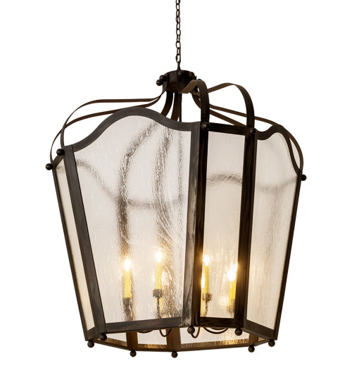 Meyda Tiffany Citadel 183674 Pendant Light - Costello Black Clear Seedy Glass