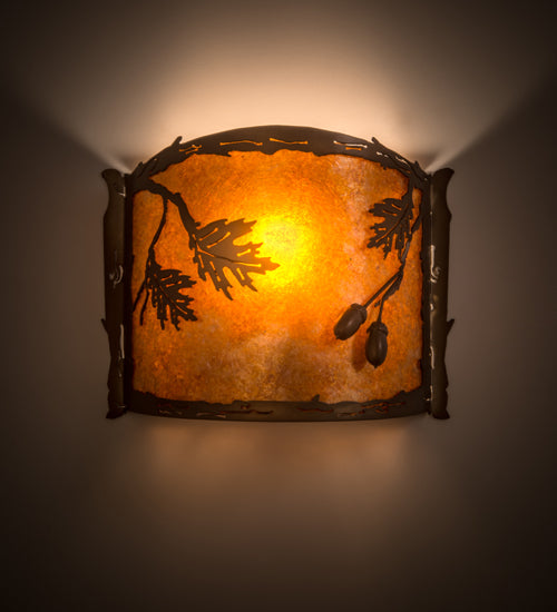 Meyda Tiffany Oak Leaf & Acorn 184030 Wall Light - Antique Copper