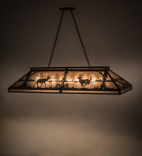 Meyda Tiffany Elk & Deer At Lake 184266 Pendant Light - Timeless Bronze