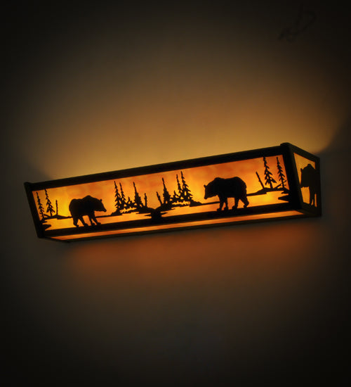 Meyda Tiffany Bear At Lake 184291 Bath Vanity Light 24 in. wide - Mahogany Bronze/Ba