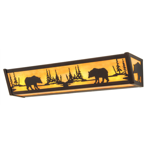 Meyda Tiffany Bear At Lake 184291 Bath Vanity Light 24 in. wide - Mahogany Bronze/Ba