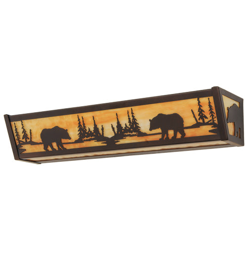 Meyda Tiffany Bear At Lake 184291 Bath Vanity Light 24 in. wide - Mahogany Bronze/Ba