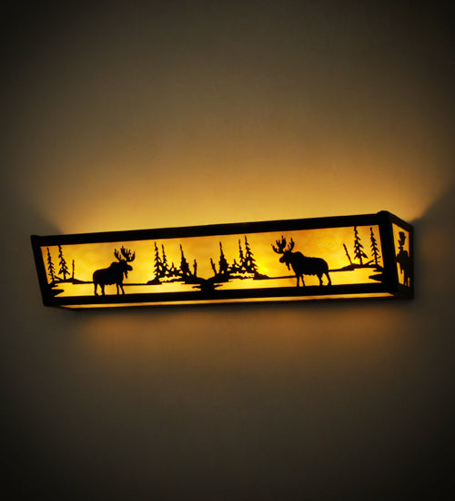 Meyda Tiffany Moose At Lake 184292 Bath Vanity Light 24 in. wide - Mahogany Bronze/Ba