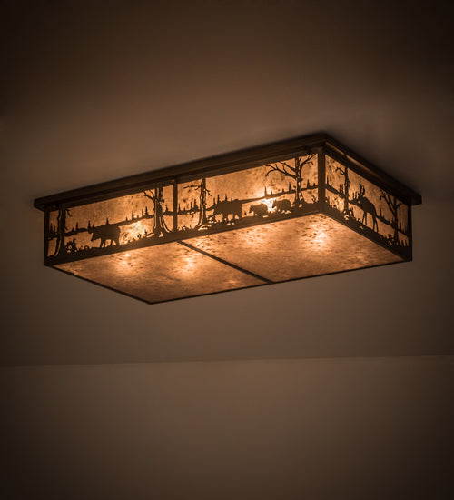 Meyda Tiffany Bears And Moose At Lake 184447 Ceiling Light - Antique Copper