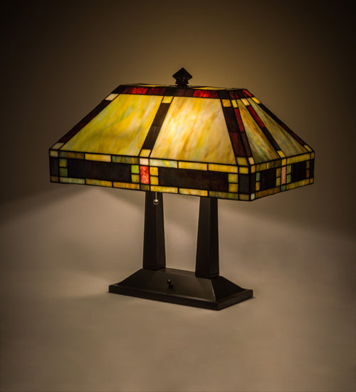 Meyda Tiffany Lighting 184702 Chaves Two Light Table Lamp Lamp Bronze / Dark