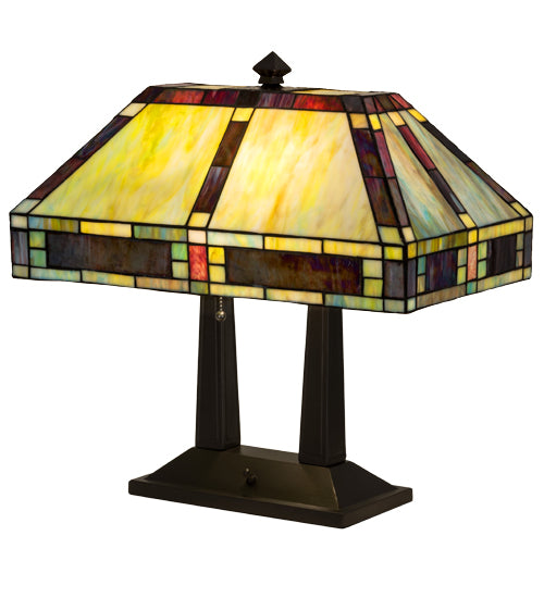 Meyda Tiffany Lighting 184702 Chaves Two Light Table Lamp Lamp Bronze / Dark