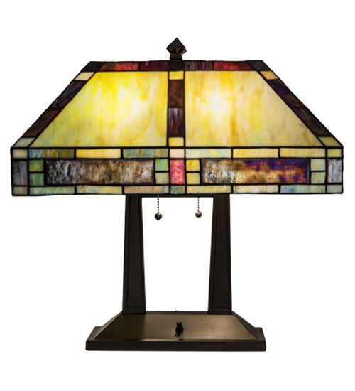 Meyda Tiffany Lighting 184702 Chaves Two Light Table Lamp Lamp Bronze / Dark