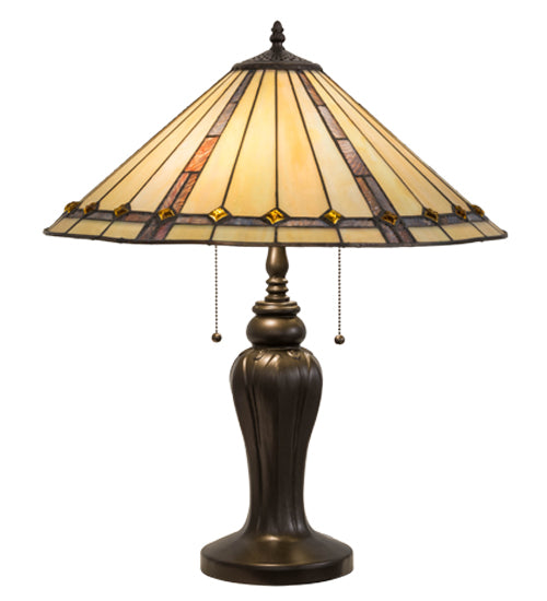 Meyda Tiffany Lighting 184912 Belvidere Two Light Table Lamp Lamp Bronze / Dark