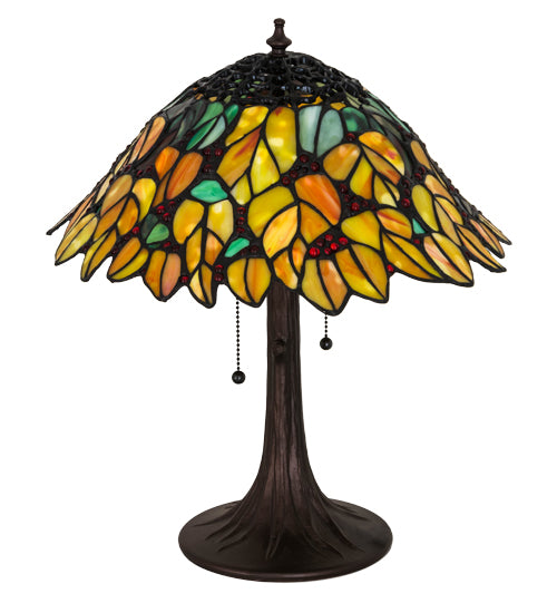 Meyda Tiffany Lighting 185544 Follaje Two Light Table Lamp Lamp Bronze / Dark