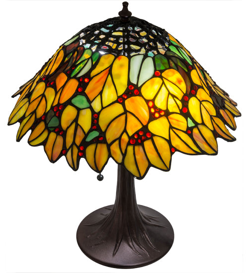Meyda Tiffany Lighting 185544 Follaje Two Light Table Lamp Lamp Bronze / Dark
