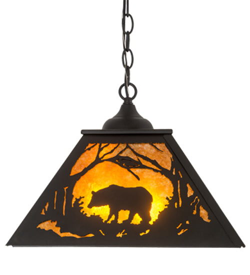 Meyda Tiffany Bear At Dawn 185546 Pendant Light - Textured Black/Amber Mica