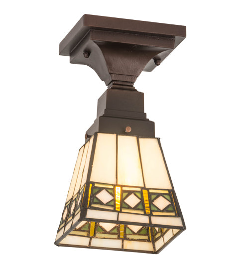 Meyda Tiffany Diamond Band Mission 185602 Ceiling Light - Mahogany Bronze