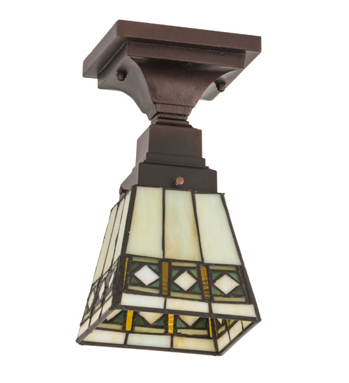 Meyda Tiffany Diamond Band Mission 185602 Ceiling Light - Mahogany Bronze