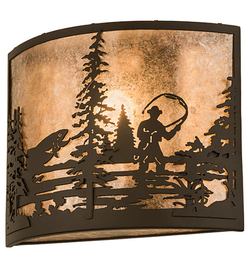 Meyda Tiffany Fly Fishing Creek 185802 Wall Light - Oil Rubbed Bronze