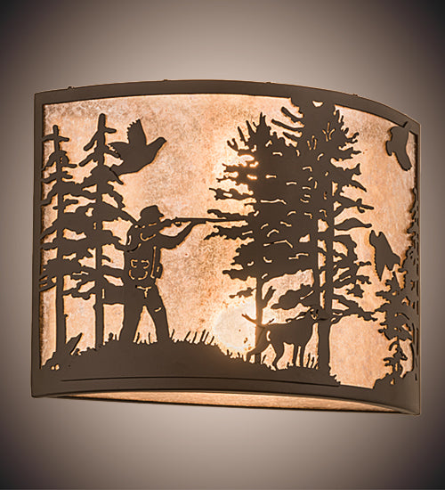 Meyda Tiffany Quail Hunter W/Dog 185803 Wall Light - Oil Rubbed Bronze